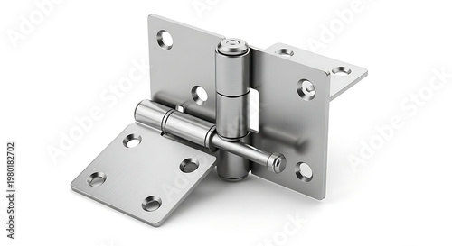 Metal hinge positioned on a white background for hardware showcase