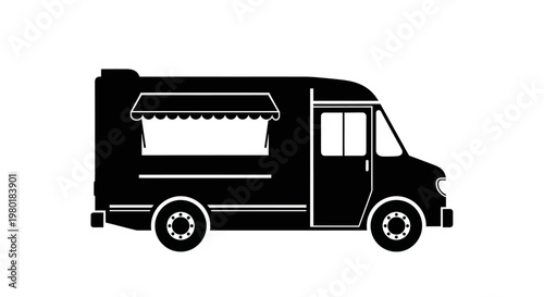 Black food truck image with a simple striking silhouette