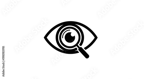 An eye with a magnifying glass a striking black silhouette