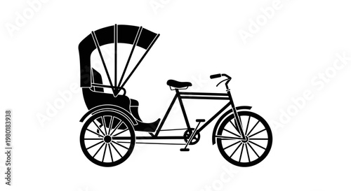 Black silhouette of a vintage rickshaw a classic transport design silhouette