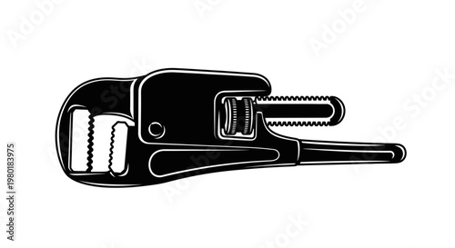 Detailed image of a pipe wrench a classic tool silhouette