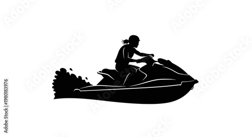 A rider operates a jet ski on water a striking silhouette