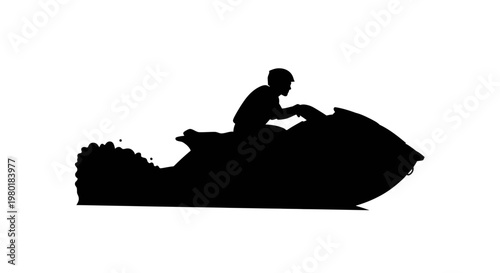 A rider skillfully operates a jet ski across water silhouette