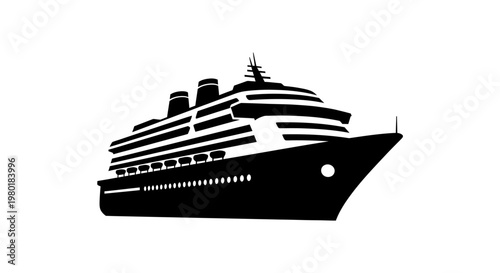 A striking black cruise ship design presented as a silhouette