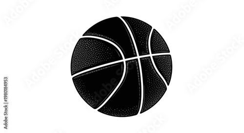 Detailed black basketball graphic with textured surface a striking silhouette
