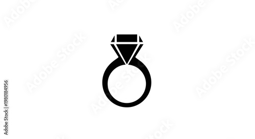 A striking black silhouette of a diamond engagement ring