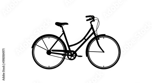Black bicycle against a white background a striking silhouette