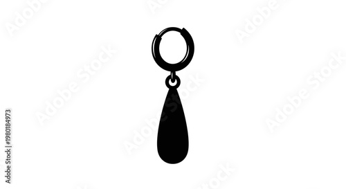 Black hoop earring with teardrop pendant a striking silhouette