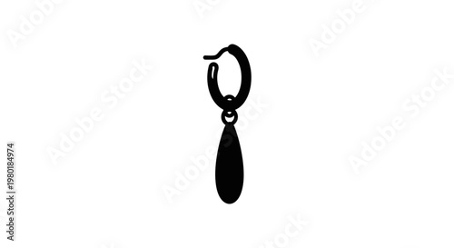 A single black earring displayed against a plain white background silhouette