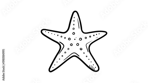 Bild auf Leinwand Minimalist black line vector icon of a starfish on a white background