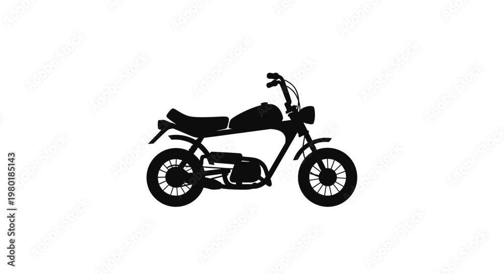 Obraz premium Black silhouette of a vintage motorcycle against a white background silhouette