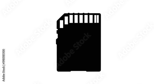 Black sd card illustration against a white background silhouette