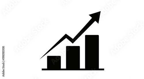 Growth chart with rising arrow and bars a striking silhouette