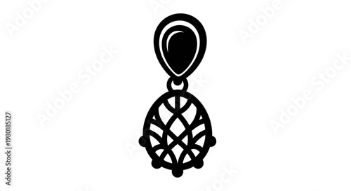 Elegant black pendant with ornate detail a striking silhouette