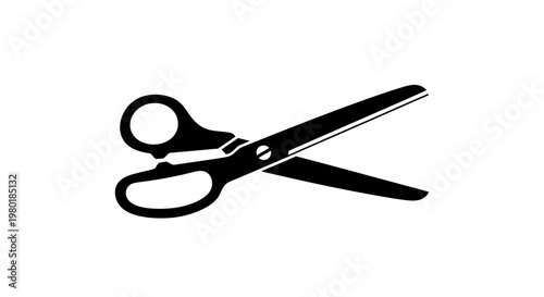 Black scissors depicted in a striking minimalist silhouette