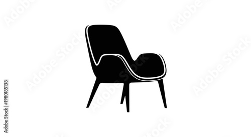 Modern armchair design in a stark black silhouette