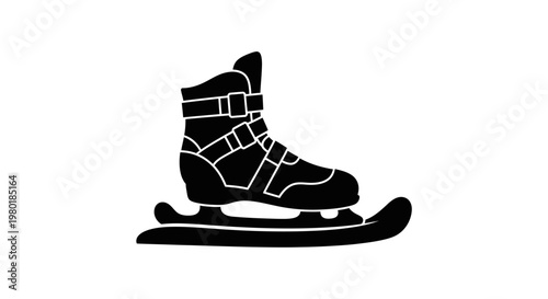 Black ice skate on blade a striking graphic silhouette