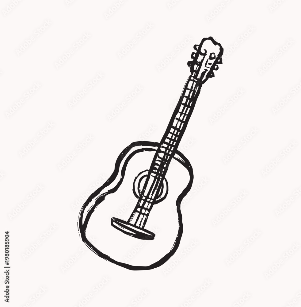 Fototapeta premium Guitar instrument music hand drawing illustration