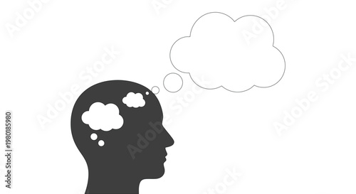 Person thinking with a big idea in their head and speech bubble