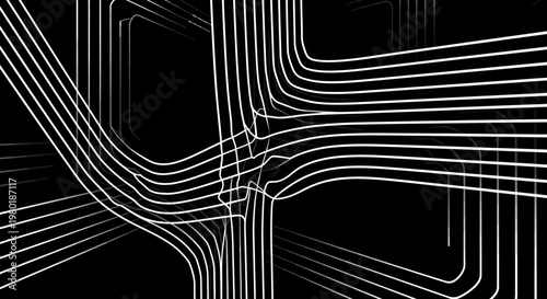 Abstract white lines on black background geometric and modern design