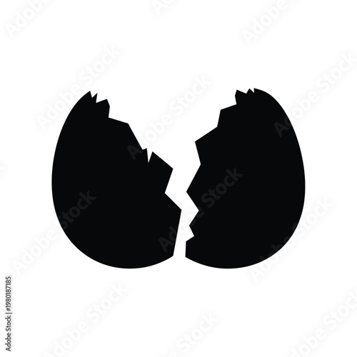 Broken heart shaped like two faces in black silhouette