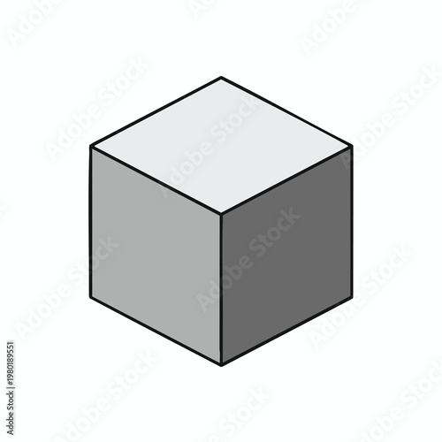 Minimalist Monochrome 3D Cube Illustration for Design and Creative Projects