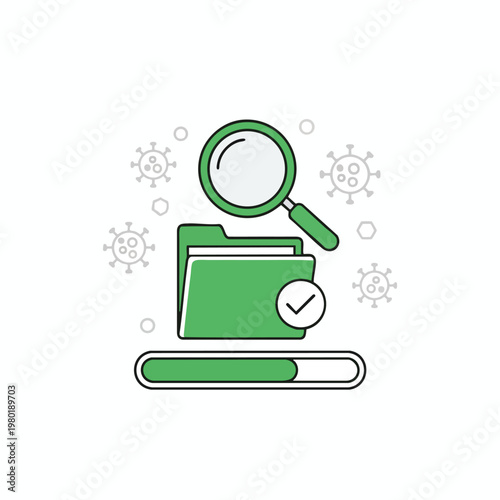 Magnifying Glass Over Book with Checkmark for Research or Investigation Concept