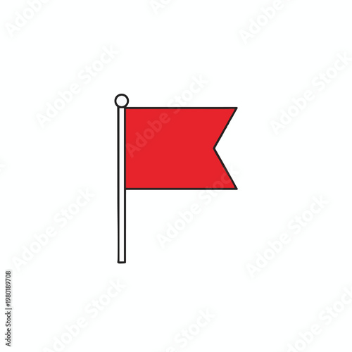 Simple Illustration of a Red Flag on a White Background for Business or Sports Themes