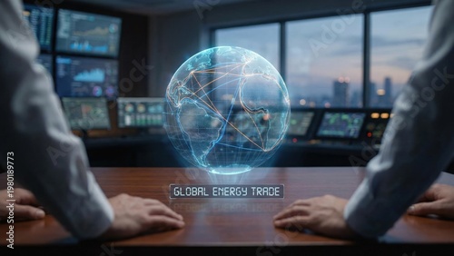 High-Tech Visualization of Global Energy Trade and Petroleum Distribution Network Concepts