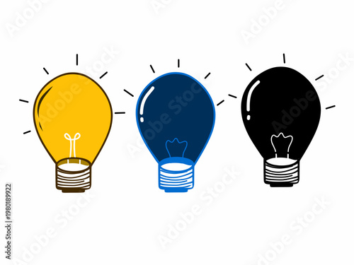 A collection of lamps or bulbs. Hand-drawn vector lamp icons