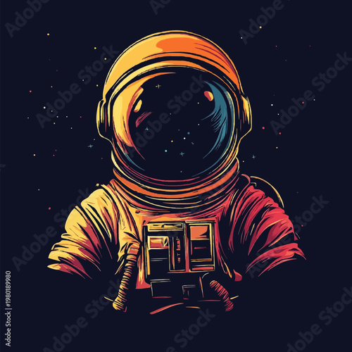Vintage Astronaut Vector Illustration 1
