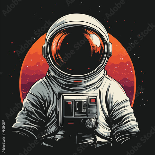 Vintage Astronaut Vector Illustration 5