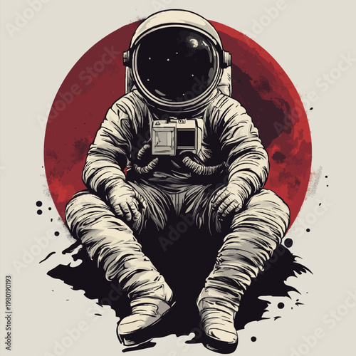 Vintage Astronaut Vector Illustration 8