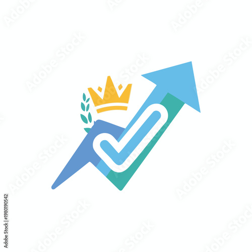 Motivational Business Growth and Success Concept with Upward Arrow and Crown