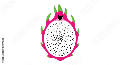 Dragon Fruit Cut Open Showing Seeds.