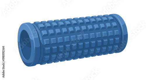 Blue textured foam roller for fitness and muscle recovery. Isolated vector illustration
