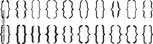 Curly and Square Brackets Abstract Design: A visually engaging composition features an array of precisely arranged curly and square brackets, showcasing their geometric charm and design potential.	