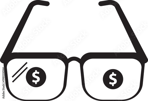 Financial Vision Glasses Revealing Dollar Signs