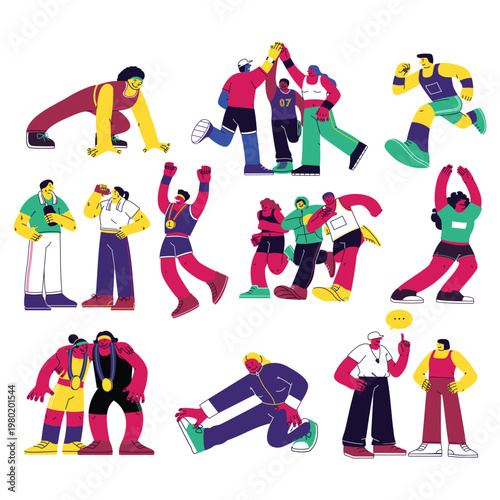 Colorful collection of vintage toy figures a nostalgic display of playful characters and dynamic poses