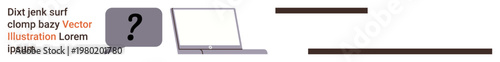 Customer queries, online support, digital communication, problem-solving, guidance tools, tech solutions. A laptop and speech bubble with a question mark. Online support and digital communication