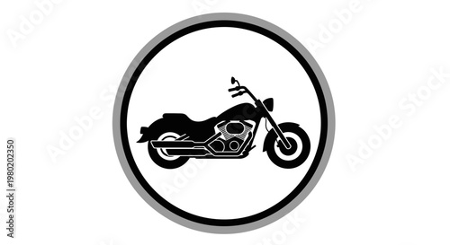 Black motorcycle silhouette inside a circular frame
