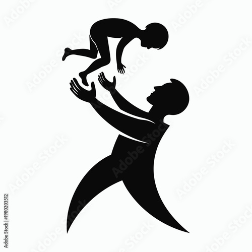 A man lifting a child up in the air