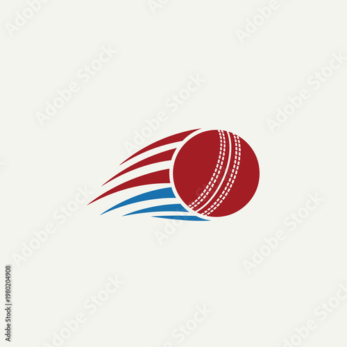 Cricket Ball Flying Fast with Red and Blue Streaks.