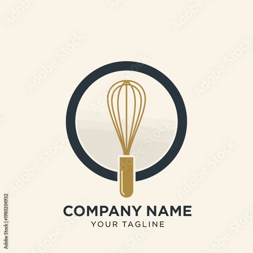 Golden Whisk Logo Design for Culinary Business.