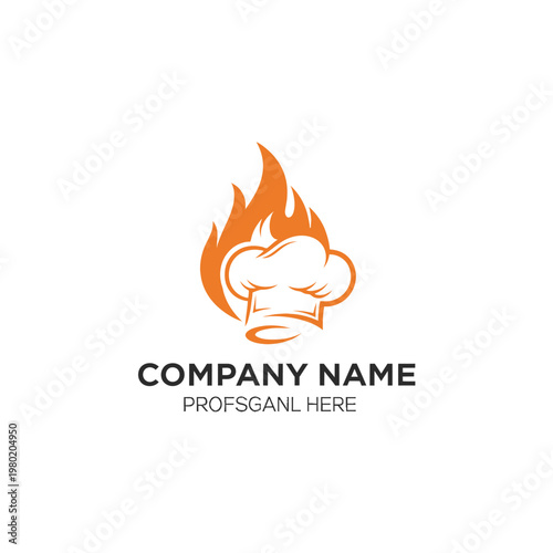 Chef hat on fire logo for restaurant or culinary business.