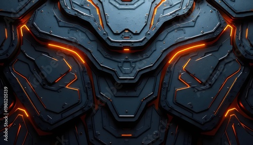 High Contrast Technology Background With Neon Light Accents