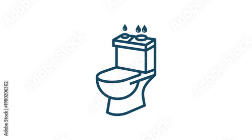Toilet Overflow Icon with Leaking Water