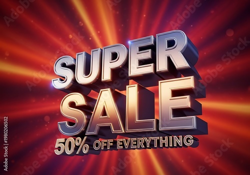 Super Sale 50% Off Everything - Discount Retail Promotion, Advertising Banner