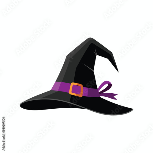 Festive Witch Hat with a Purple Ribbon for Halloween or Costume Parties