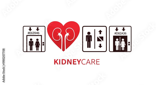 A graphic illustration displays kidney symbols alongside restroom icons promoting kidney care awareness
